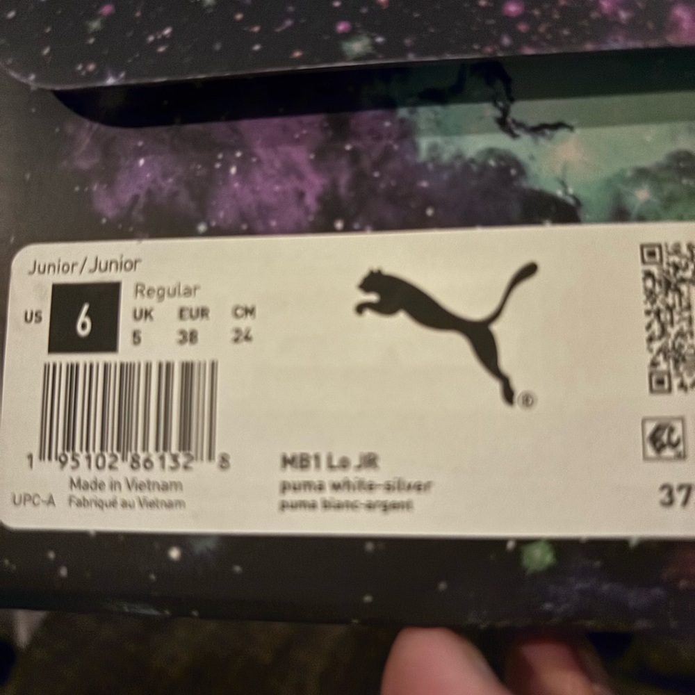 Puma MB1 Le JR White and Silver Sneakers